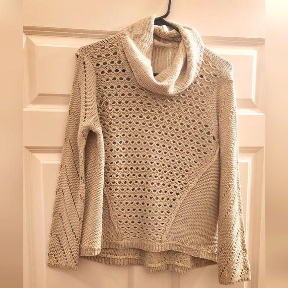 RD Style Cream Cowl Neck Chunky Crochet Sweater - Picture 1 of 7